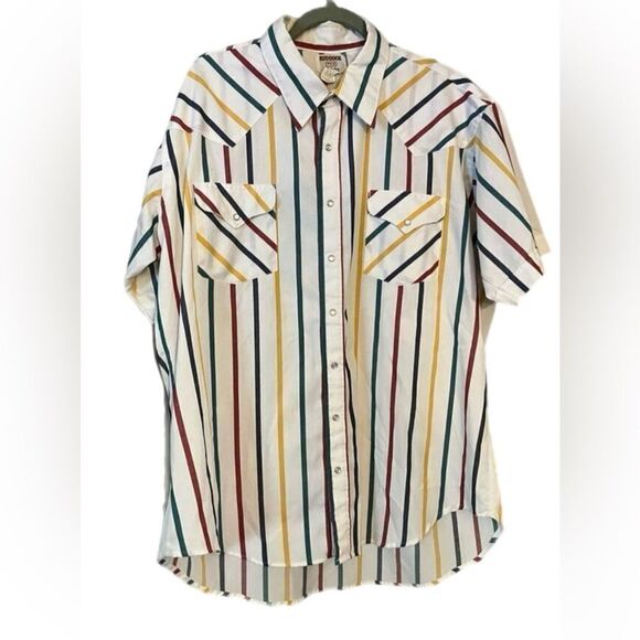 Vintage Ruddock Western Striped Button Down shirt size 18 1/2 - Picture 1 of 6